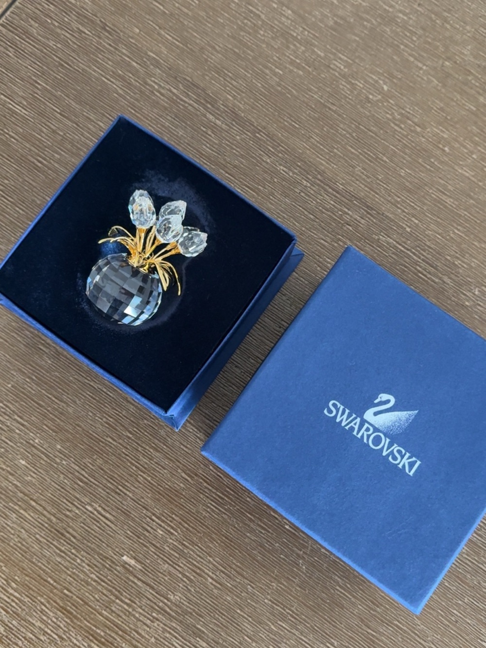 Swarovski Gold-Tone Crystal Flower Bouquet Figurine